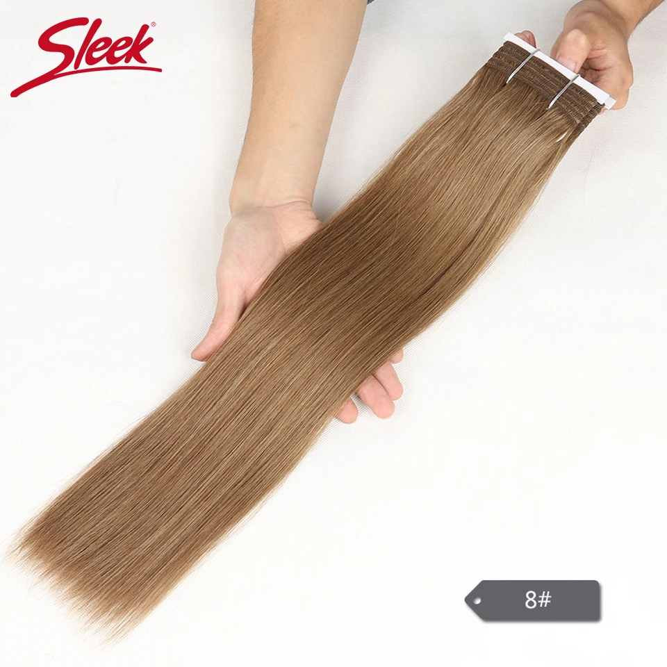 Sleek Brazilian Straight Hair Double Drawn Natural  Human Hair Weave Bundles Remy  Honey Blonde 613 6# 8# Human Hair Bundle image 5
