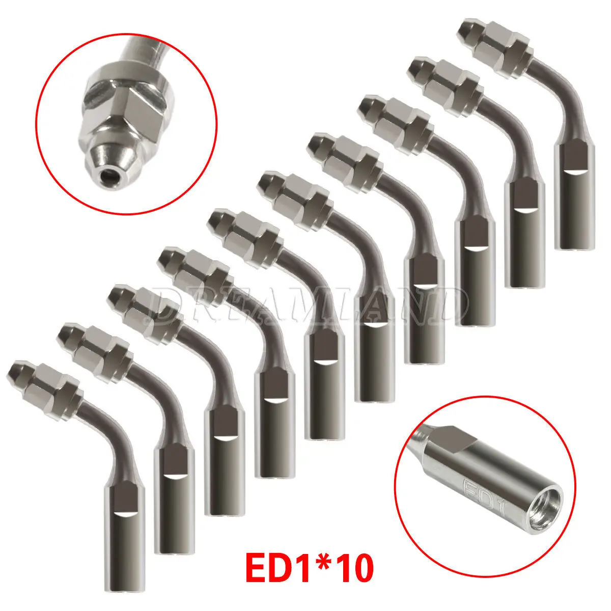 

10PCS Dental Ultrasonic Piezo Scaler Endo Tip ED1 120° SKYSEA fit DTE SATELEC ED1