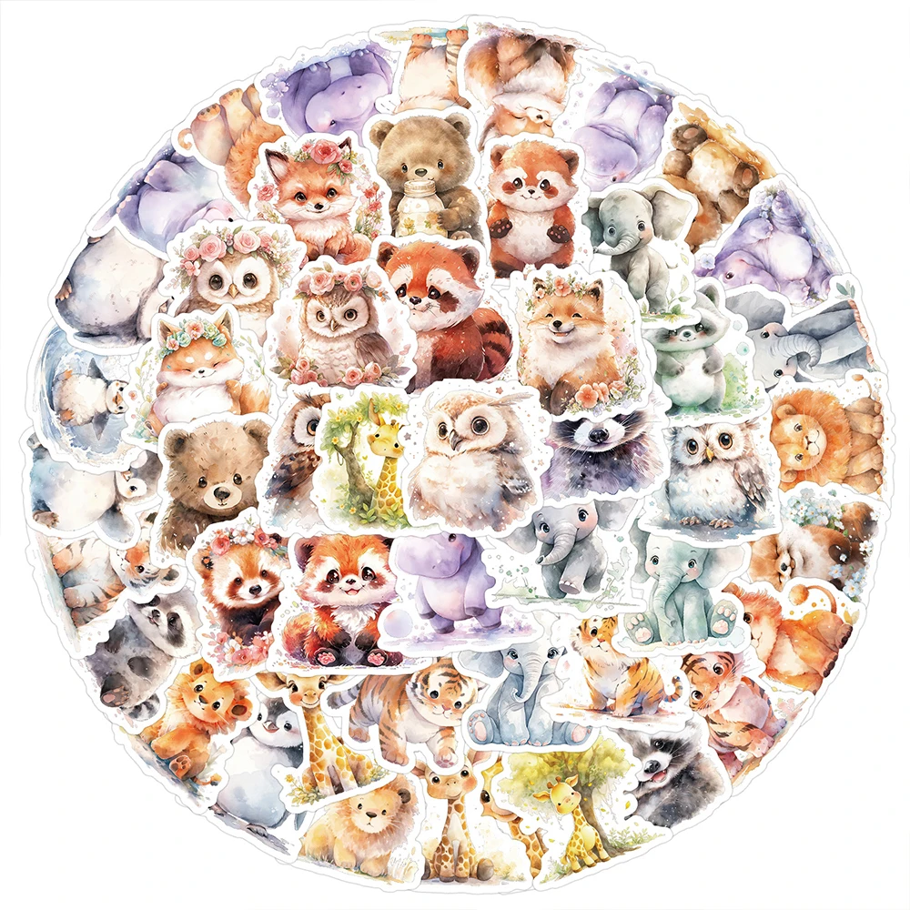 10/30/50PCS Cute little animal graffiti cartoon lion raccoon tiger sticker DIY skateboard refrigerator cup waterproof stickers