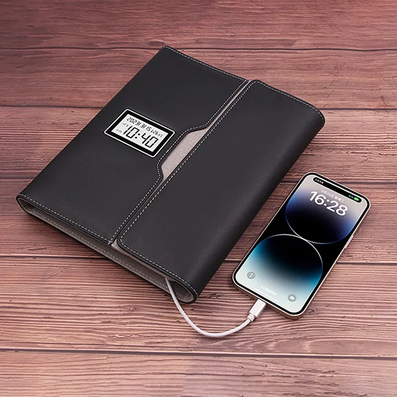 A5 Smart Notebook Draagbare draadloze oplader 8000mAh batterij Multifunctionele notebook Draad Oplaadtijdweergave Zakelijk notitieblok