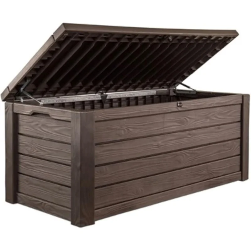 

150Gal Outdoor Resin Deck Box & 2-, Lockable Lid Waterproof Storage Organizer, Large Patio Pool Garden Storag