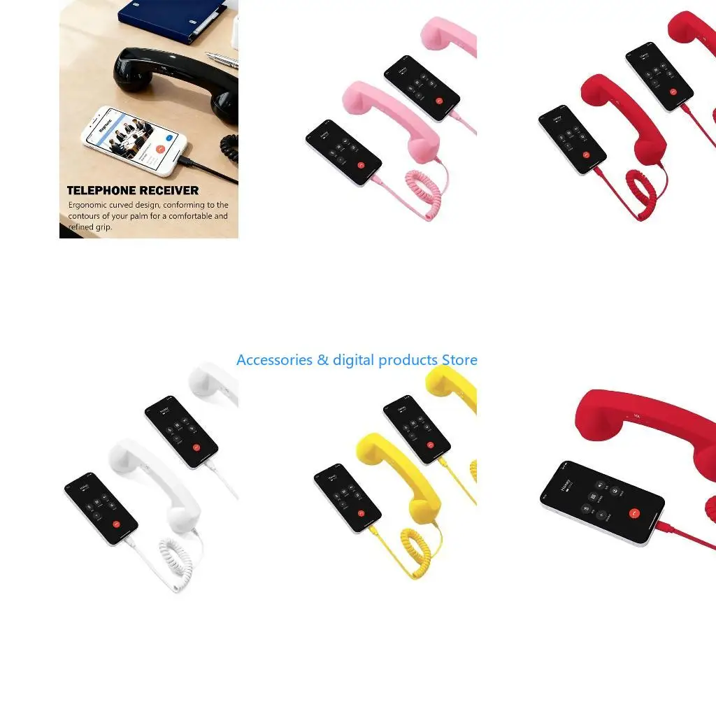77JD Retro Phone Handset for MobilePhone & AndroidFram, Cell Phone Receiver with Microphone & Comment, Vintage Old School