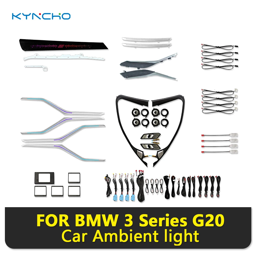 64 Colors LED Car Ambient Light Kit ForBMW 3 Series G20 RGB Bluetooth App Control Symphony Auto Interior Lighti