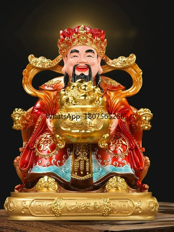 God of wealth statue gold ingot wealth gathering resin ornaments home store office feng shui decoration gifts