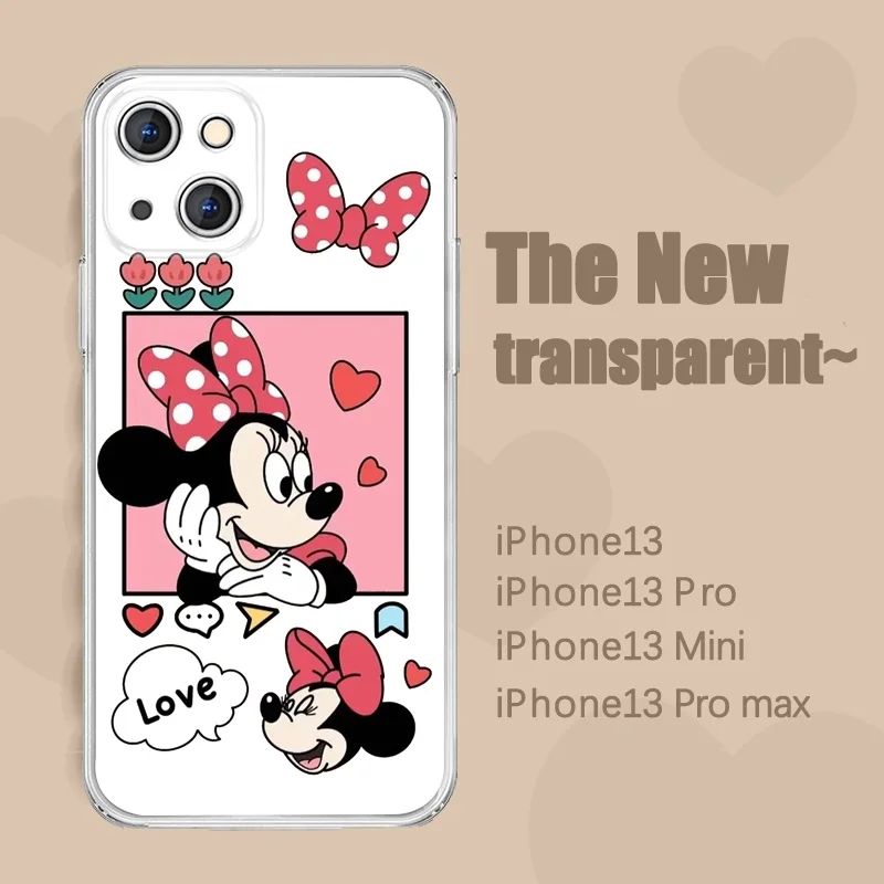 Funda de teléfono Capa casal Disney Mickey e Minnie para iPhone 14 Pro Max 11 13 12 Mini X XS XR XSMax SE 7 8 6 S Plus Capa para