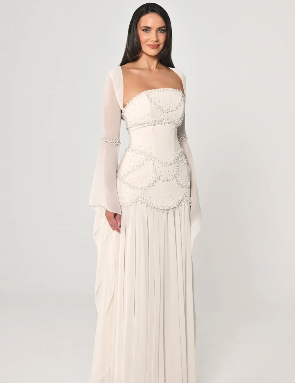 Maßgeschneiderte, passende Chiffon-Plissee-Pailletten-A-Linien-Kleider mit eckigem Ausschnitt, lange Quinceanera-Abschlussballkleider, hochwertige Mode