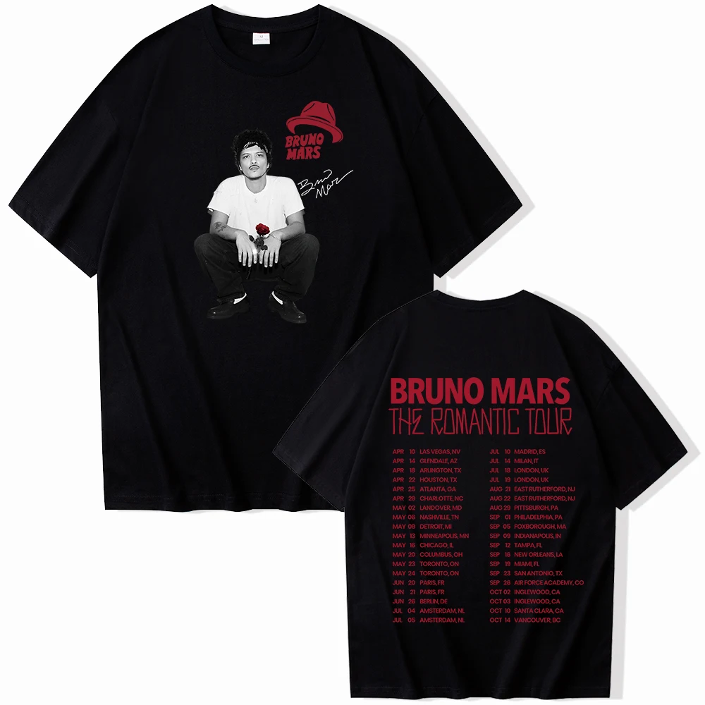 2026 The Romantic Tour Bruno Mars T-shirt Man Woman Harajuku Short Sleeve O-neck Singer Casual Shirt