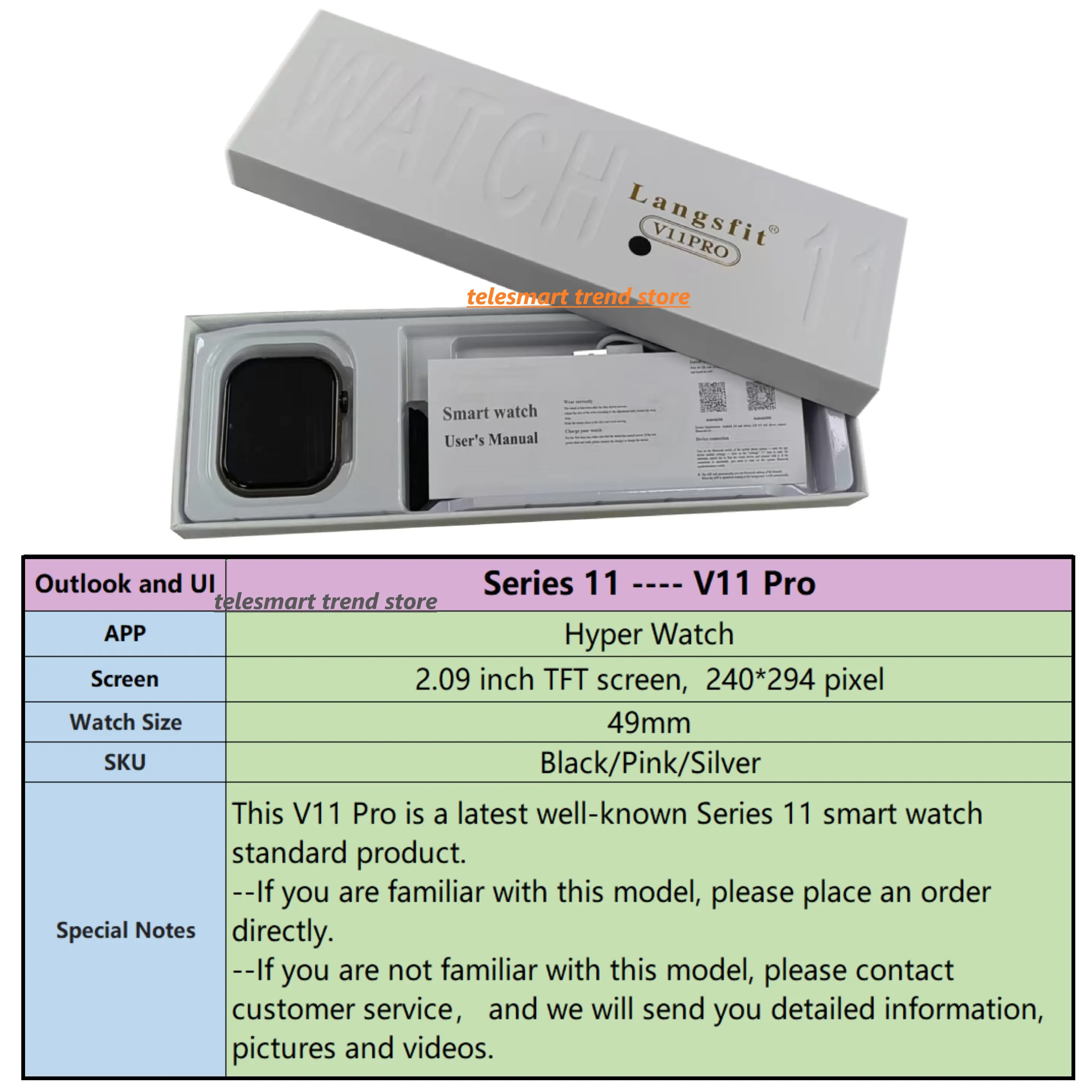 Stylish Series11 Smartwatch Smooth Performance I 11 V11 Pro Bracelet S11 Sprot Smart Watch