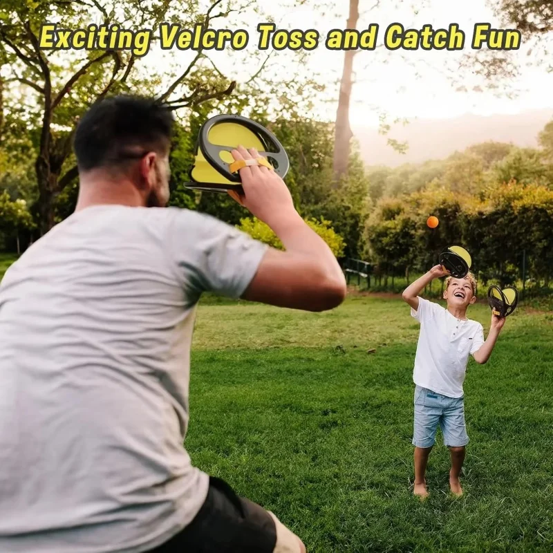 Outdoor Parent-Child Throwing & Catching Ball Game Set - Sports Fitness Hand Grip Ball Racket for Adults & Kids - Fun Toy Gift F