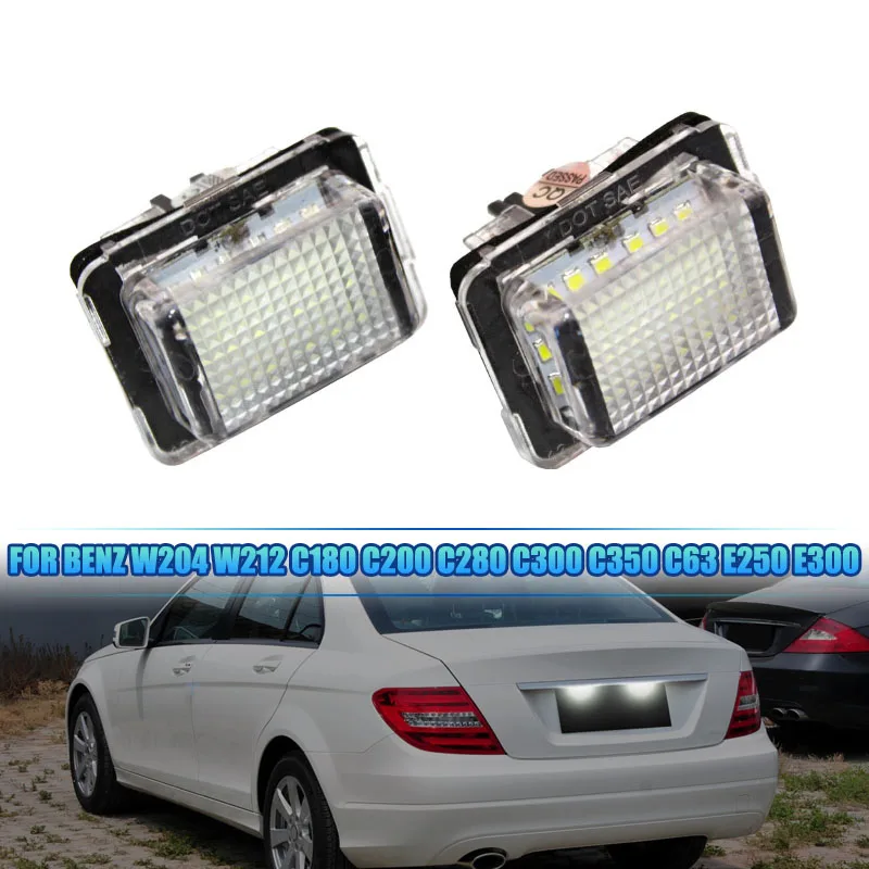 

For Mercedes-Benz W204 W212 C216 W221 2PCS 12V White No Error Canbus LED Number License Plate Light
