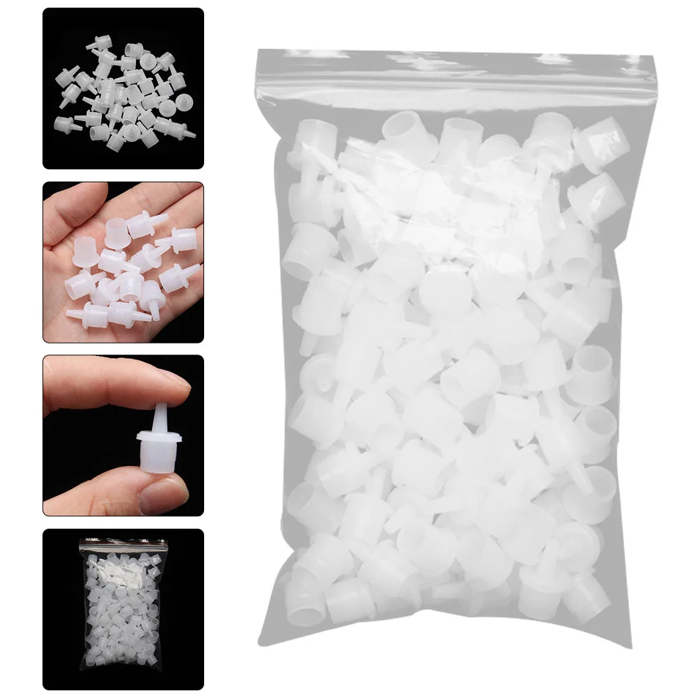 Bouchons de bouteille de colle pour cils, 100 pièces, bouchon en plastique, buse de remplacement, Tunnel d'étanchéité pour Extension de cils, distributeur de colle