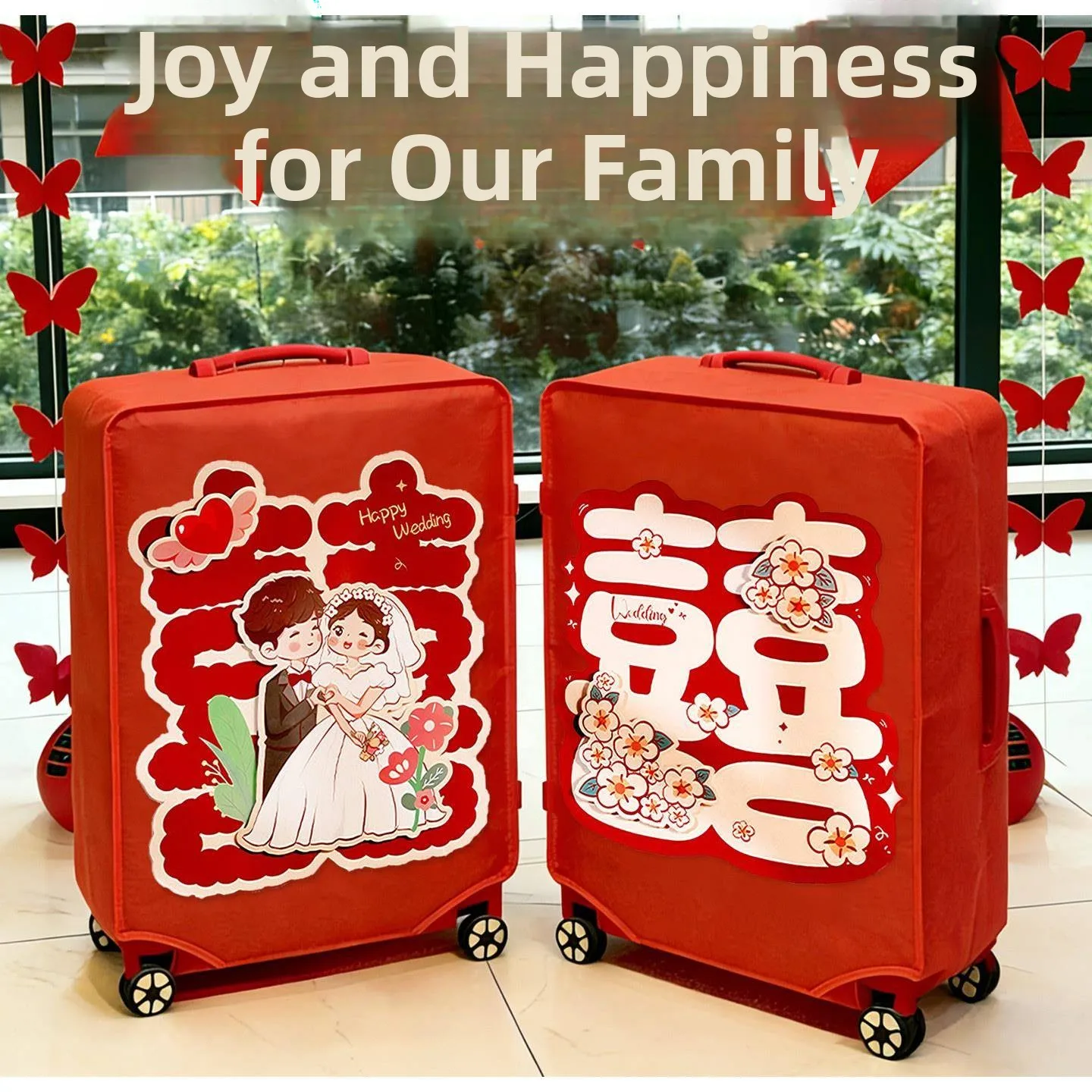 Wedding Red Thickened 26-Inch Travel Luggage Dust Cover Protective Cover for Suitcase Bag Cover Protective Film