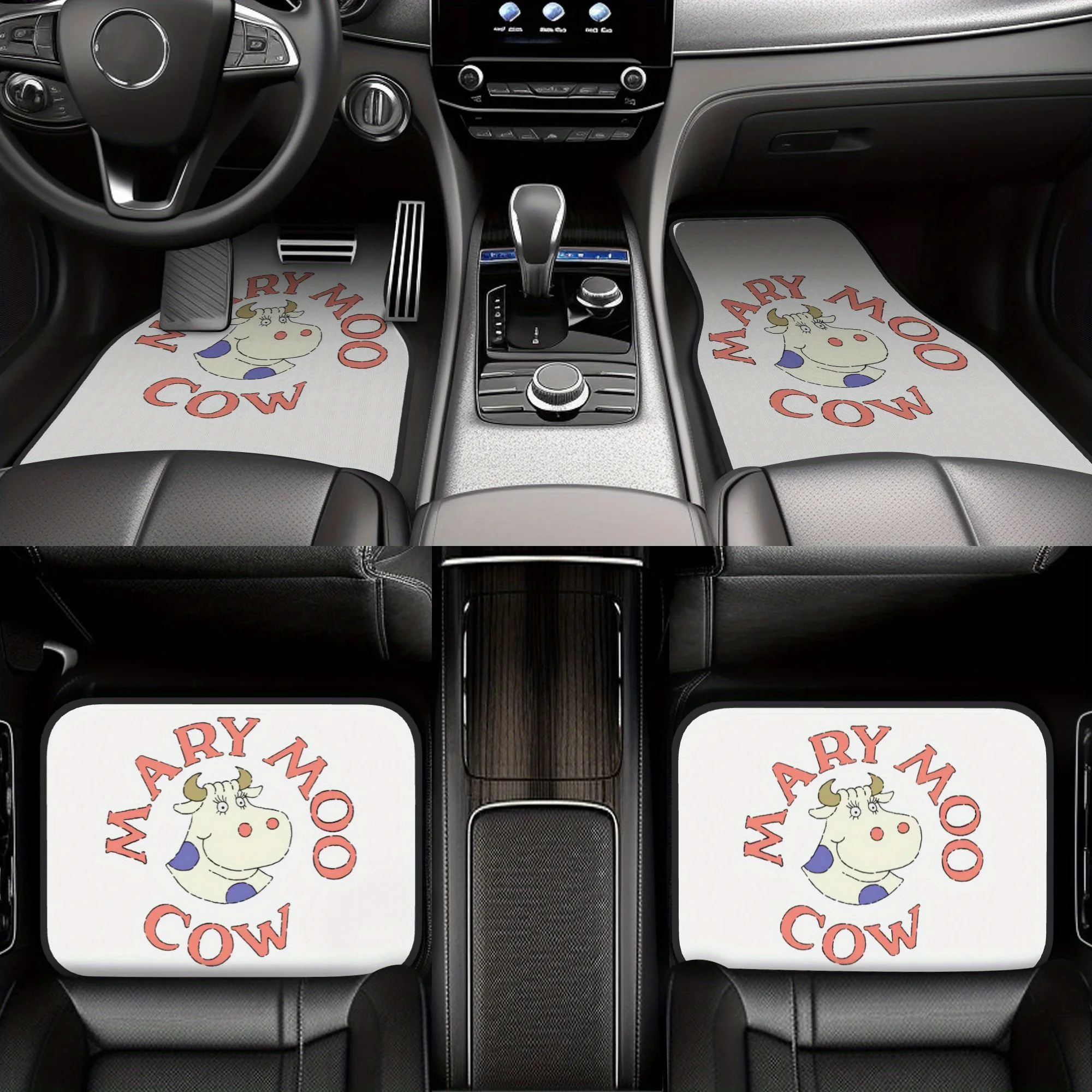 4pcs Mary Moo Cow • Logo (47) Pbs Pbs Kids Cartoon Car Floor Mats,Durable Polyester Fiber,Fit For Cars,Ideal Gift, Vehicle Inter