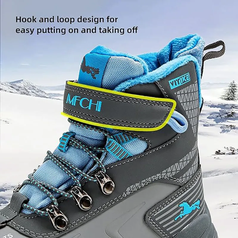 Kids Hiking Boots Outdoor Walking Climbing Sneaker Comfortable Snow Shoes Antiskid Steel Buckle Sole for Boys And Girls