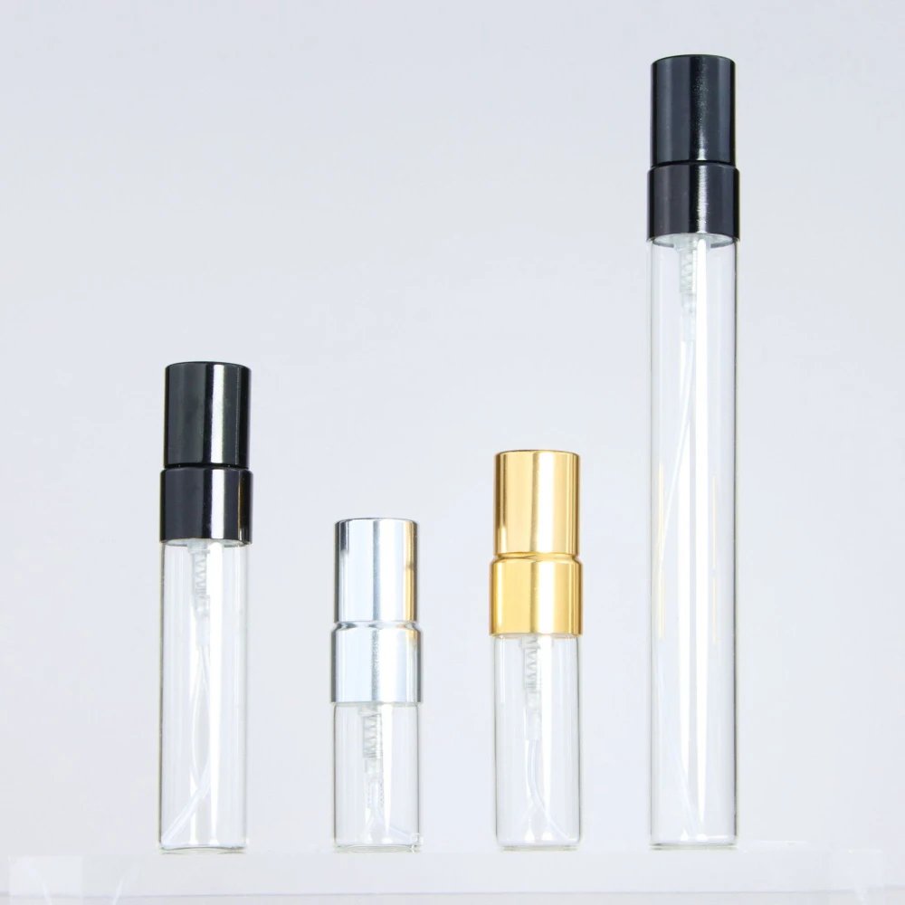 1pc 2ml 3ml 5ml 10ml Aluminum Spray Head Transparent Glass Perfume Bottle Mini Travel Portable Makeup Tools Refillable Dispenser