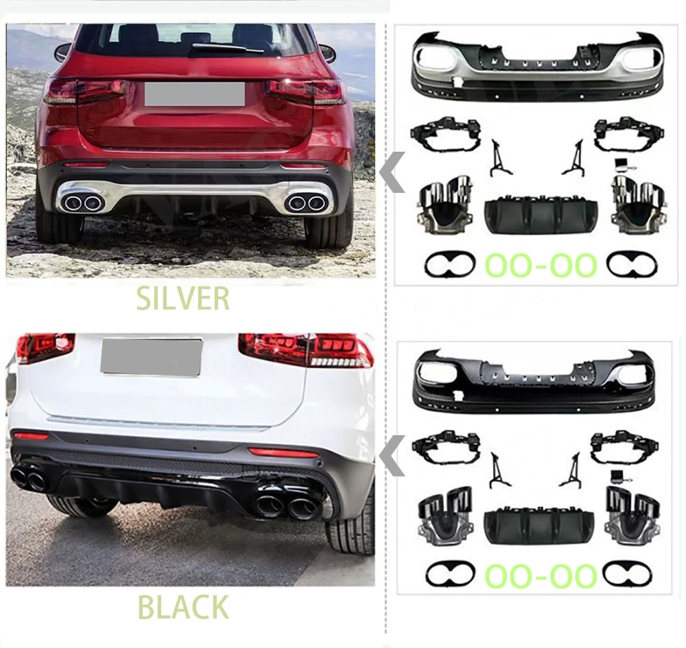 VACOMUL For Mercedes Benz GLB X247 GLB180 200 GLB35 AMG ABS Rear Bumper Lip Diffuser Rear Lip Spoiler With Exhaust Bodykis 2019+