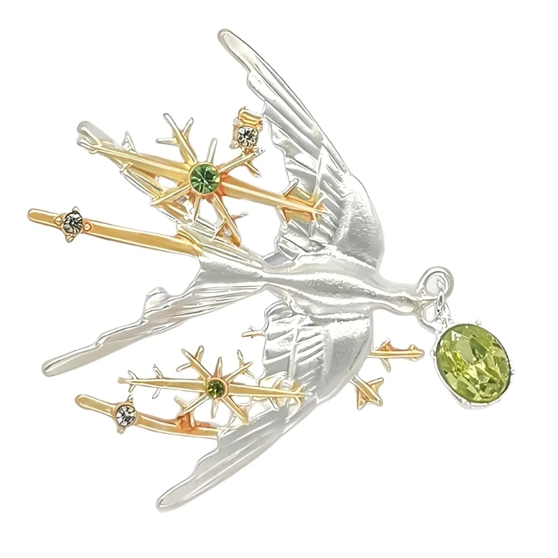 Stylish Alloy Swallow Brooch With Shining Silver Finish Lapel Pin Accessory For Jackets Coats And Scarves