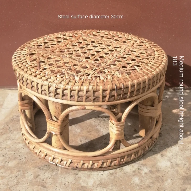 Natural Rattan Plant Stand Rack: Hand-Woven Durable Flower Stand 28x30cm Indoor Pot Holder Shelf Home Gardening Essential.