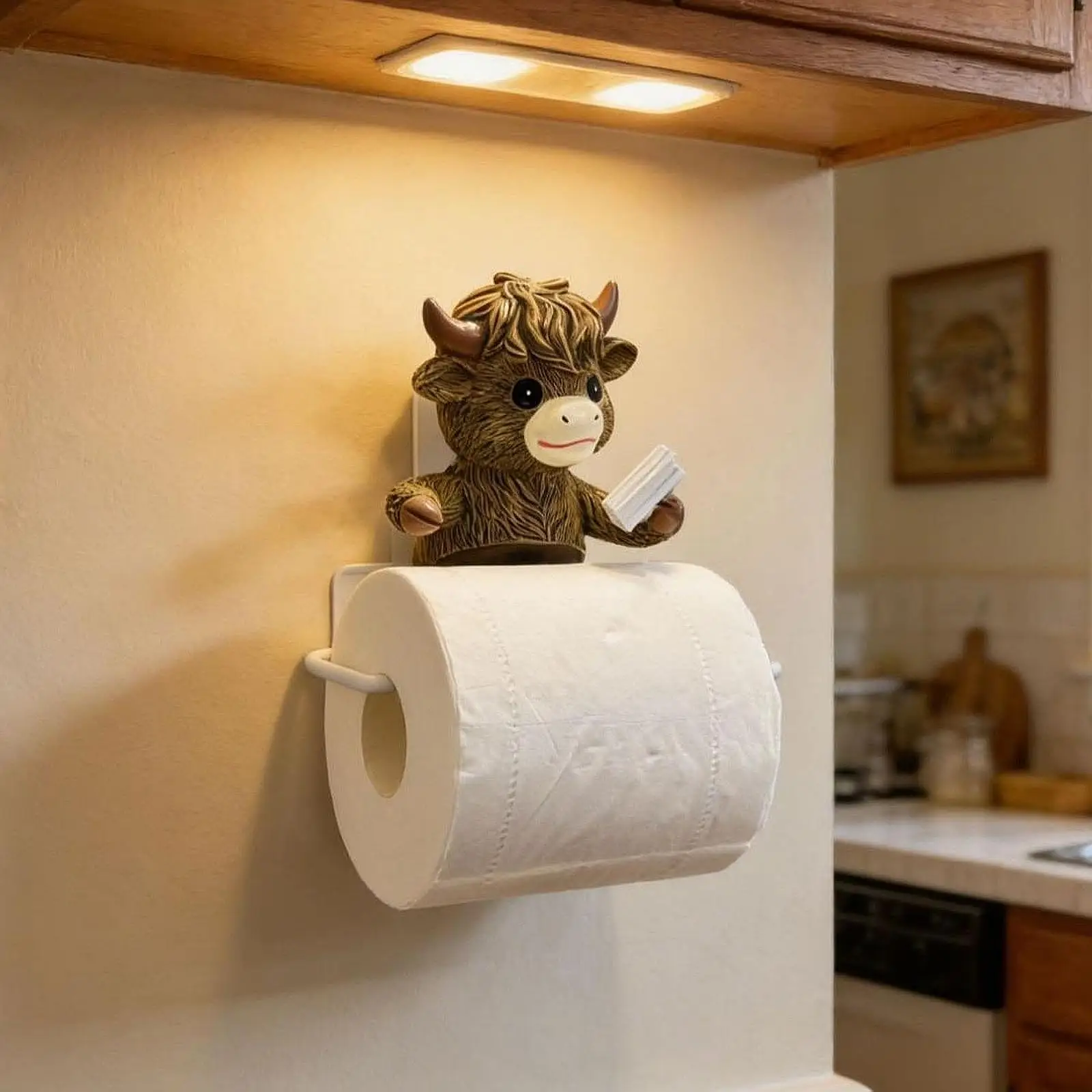 

Держатель для бумаги в деревенском стиле с мотивом яка, настенный диспенсер для салфеток из смолы, аксессуар для ванной комнаты, органайзер для туалетной бумаги