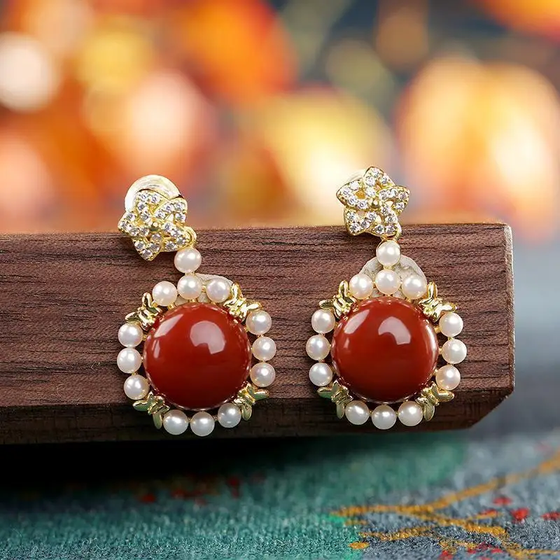 QEENKISS EG5218 Fine Jewelry Wholesale Fashion Woman Bride Mother Party Birthday Wedding Gift Vintage 24KT Gold Stud Earrings