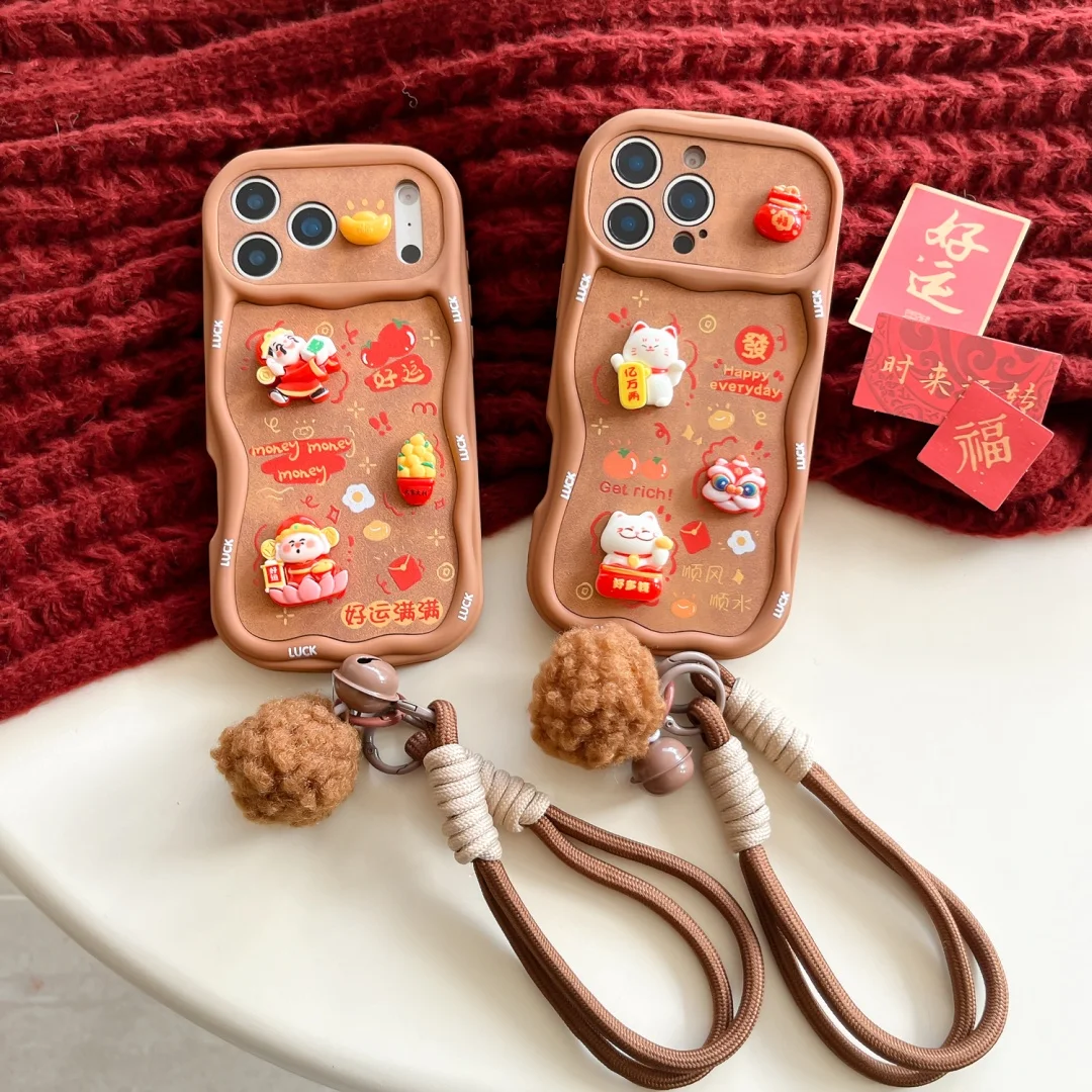 

Japanese Money Lucky Cat mini Camera Protection Phone Case For iPhone 17 16 15 14 13 Pro Max 16 15 14 Plus Shockproof Cover﻿﻿