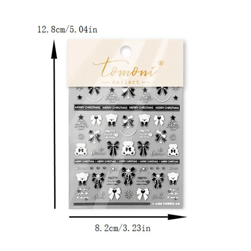 جميلة ندفة الثلج القوس كريستال الكرة مسمار الفن ملصق النقش ذاتية اللصق مسمار ملصق السنة الجديدة عيد الميلاد مانيكير الشارات هدية #6