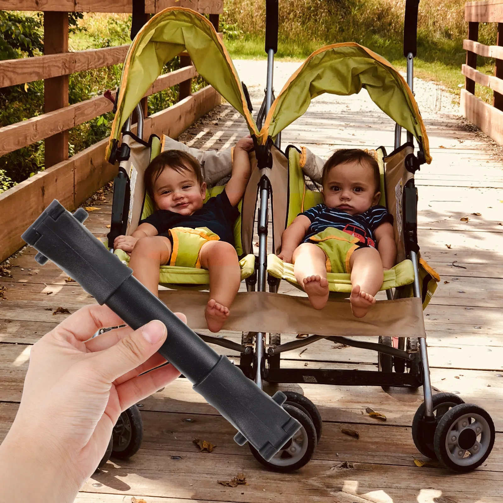 

Universal Twin Baby Stroller Connector Adjustable Length Detachable Twin Pram Attachment Heavy Duty Plastic Stroller Link