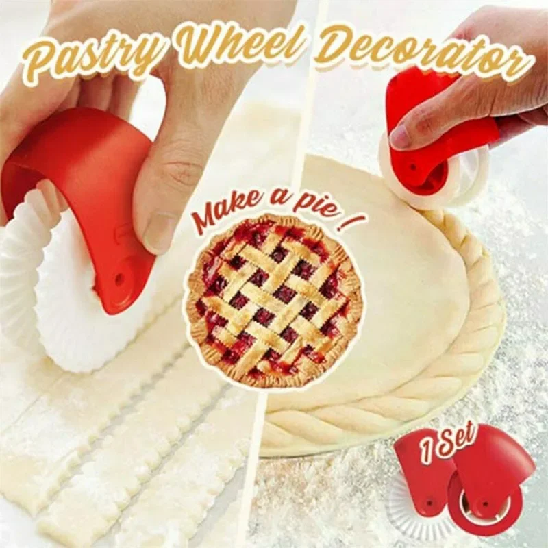 Kitchen Pizza Pastry Lattice Cutter Pastry Pie Decor Cutter Plastic Wheel Roller for Pizza Pastry Pie Crust Baking Cutter Tools