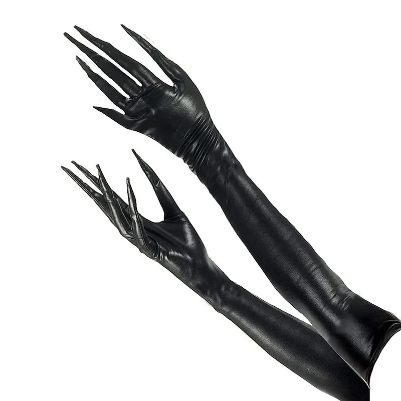 Personalizar luvas de dedo longo de couro lacado alta elasticidade rainha dança de rua boate diversão tentação espelho tubo de aço dança