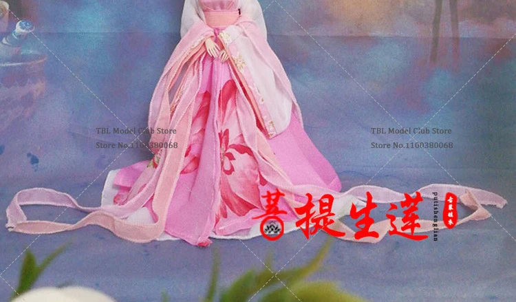 Tersedia Hanfu Tradisional Tiongkok Skala 1/6 untuk Figur Aksi 12 inci, dengan Pita dan Lengan Panjang Bermotif