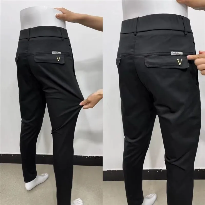 

Black Casual Straight Leg Business Leisure Small West Pants Comfortable Luxury Fashion Long Trousers for Men Autumn Spring