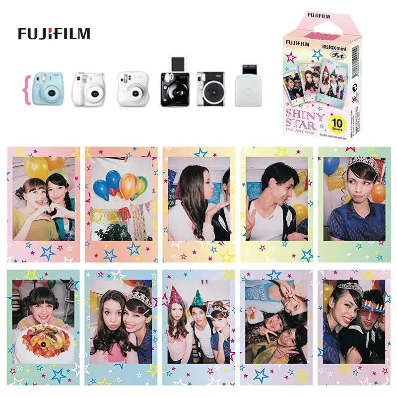 Fujifilm-Film photo Instax Mini 9, 10/20/30 feuilles, noir, bonbons, pop, brillant, étoile, sripe, pour appareil photo instantané Mini 7s 8 9 11