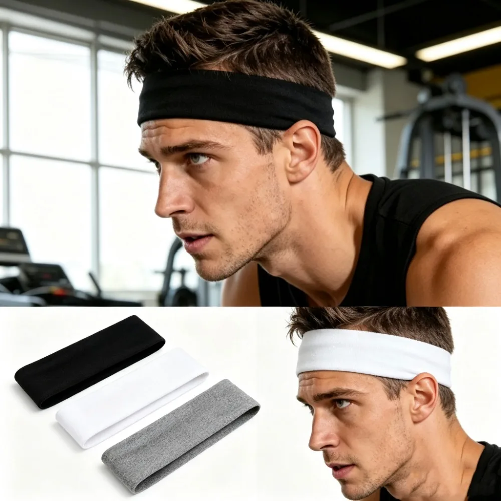 Women Solid Color Knitted Elastic Headbands Sweatproof Hair Bands Sports Hair Accessories for Running Fitness Yoga Makeup