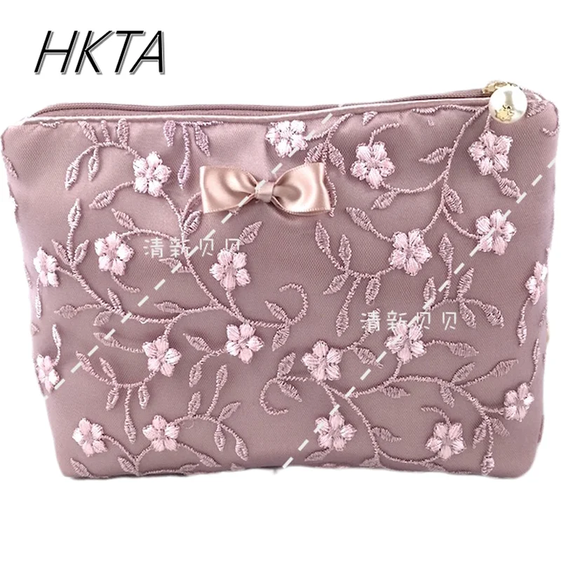 Japanese New Lolita Lace Ins Bags Portable Travel Cosmetic Bags Women Large Capacity Cute Versatile Make Up Organizer Bag Girl