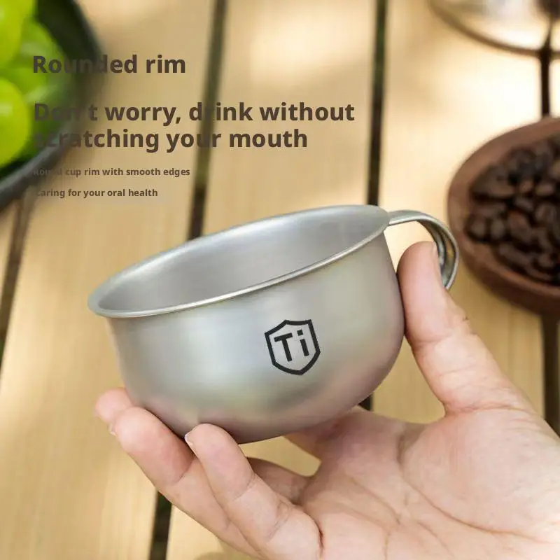80ml/220ml Camping-Wasserbecher aus Titanlegierung Tragbarer Tee- und Kaffeebecher Outdoor-Küchenausrüstung Bergsteigerbecher