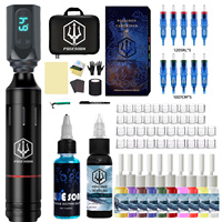 Tattoo Pen Kit POSEIDON  Tattoo Machine Kit With Wireless Power Source RCA Interface Tattoo Gun Kit Tattoo Rotary Electric Pen