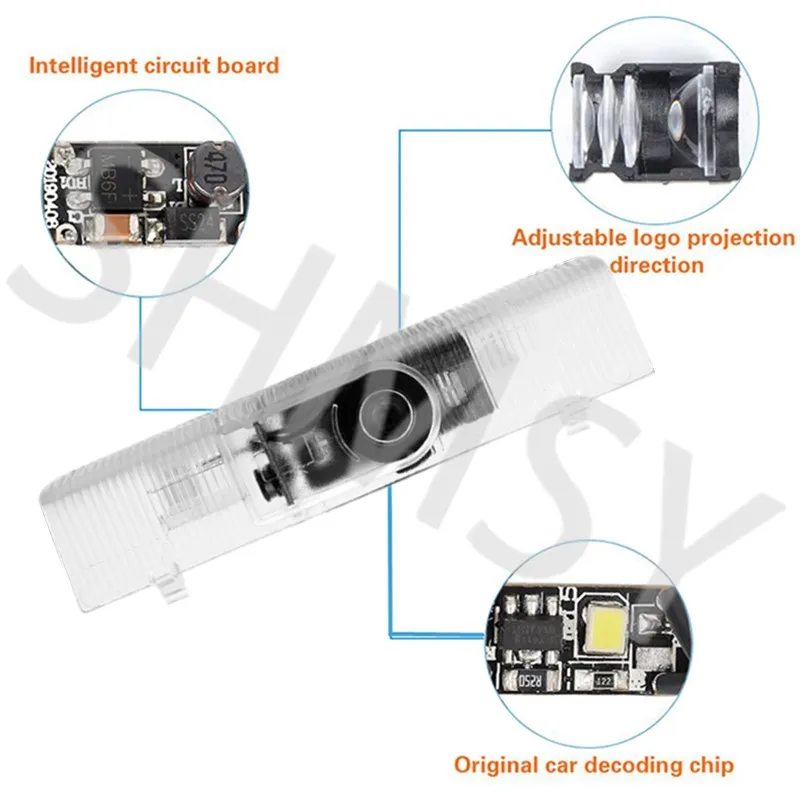 2Pcs Car Door Welcome Lights Led Projector Courtesy Lamp For