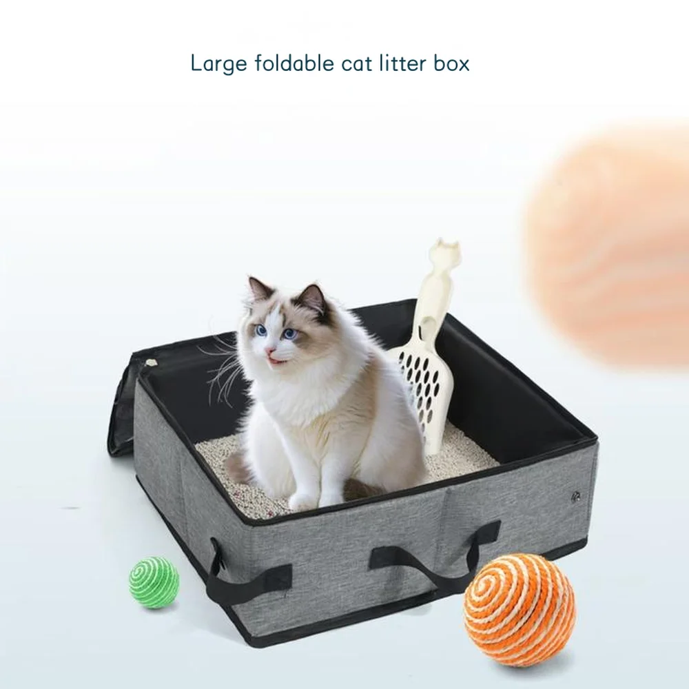 

Portable Large Capacity Travel Cat Litter Box Foldable Convenient Cat Supplies Oxford Cloth Waterproof Mobile Cat Toilet instock