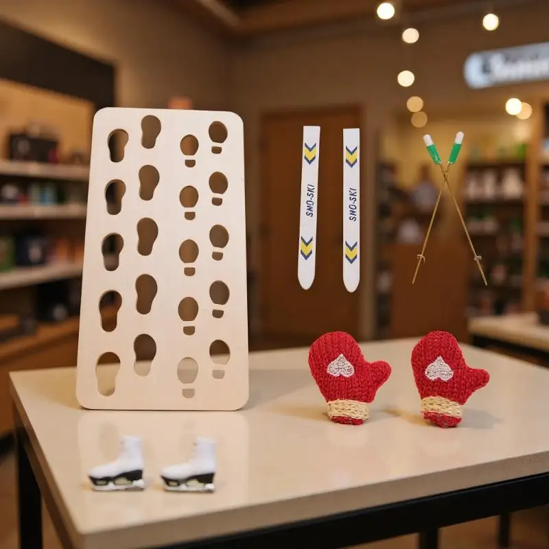 ملحقات مشهد عيد الميلاد لبيت الدمى؛ مجموعة لوح تزلج خشبي مصغر؛ هدية مثالية لعبة للأطفال؛ ديكور عيد الميلاد #4