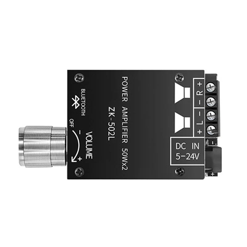 Placa de amplificador de potência digital, ZK-502L Módulo 5.0, Bluetooth, 2x50W, febre HIFI, alta potência 2.0, aprimoramento estéreo