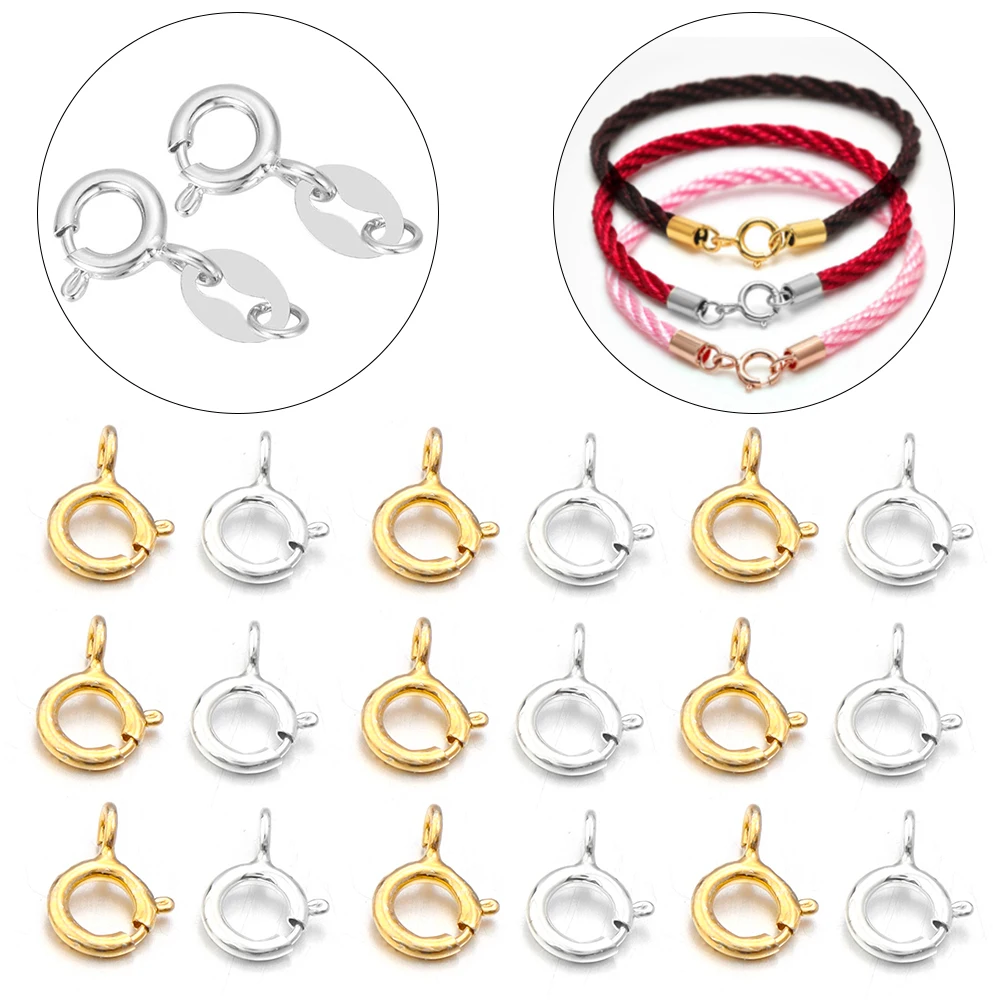 

5pcs/lot S925 Sterling Silver Spring Buckle Bracelet Buckle 5/5.5/6/7/8mm Gold Plating/Silver DIY Jewelry Accessories Wholesale