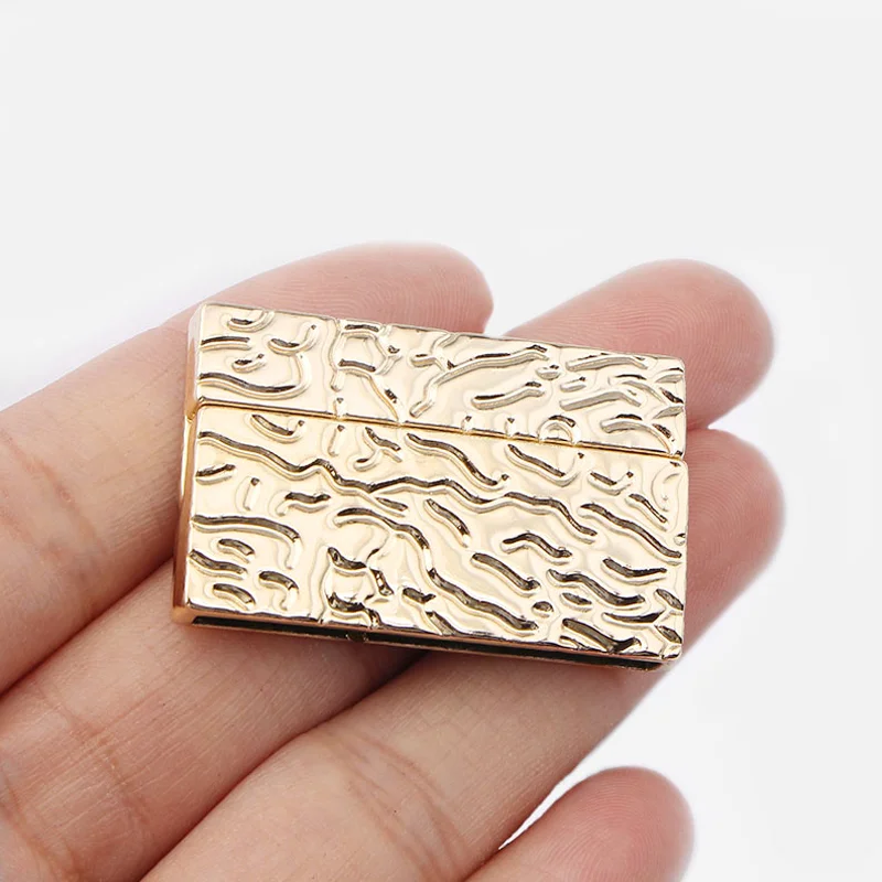 2Sets Matte Gold/Silver Color Hammered Flat Magnetic Clasps fit Flat Leather Multi Strands Bracelet Necklace Jewelery Findings