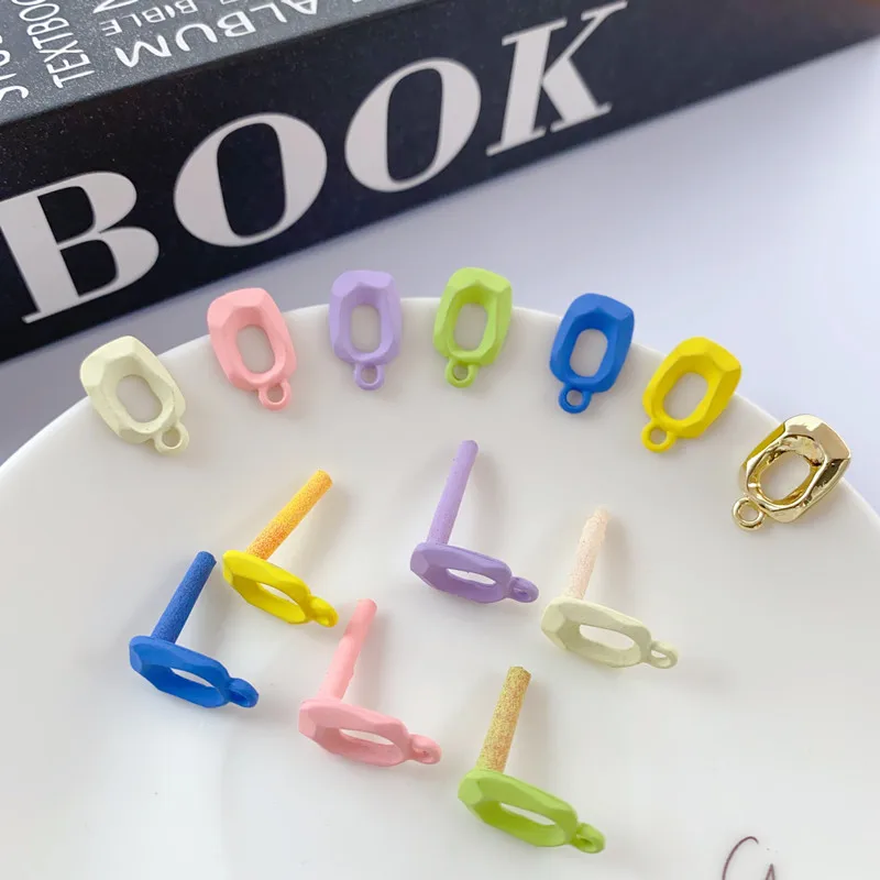 

Коннекторы для сережек-гвоздиков с отверстиями, основа для сережек-гвоздиков, цвет макарон, комплектующие для бижутерии «сделай сам», 10 штук