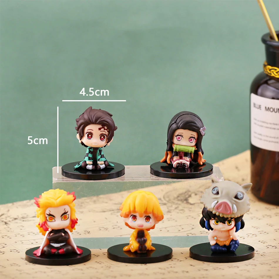 5 estilos/juego, versión Q sentada, muñeco fantasma Demon Slayer, Tanjiro Nidouzi Inosuke Zenizu, figura de acción, modelo de película, juguetes, muñecas