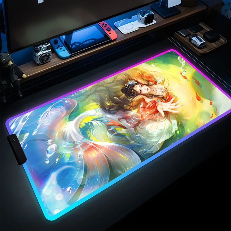 

Mouse Pad Gamer Computer LED Notebook PC Infinity Nikki Mousepad Carpet Gaming Accessories Keyboard Pad RGB Luminous Desktop Mat