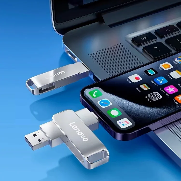 Lenovo USB 3.0, Flash Drive kecepatan tinggi 16TB Usb 3. 0 stik memori 2TB 128GB Metal Memoria Usb Disk