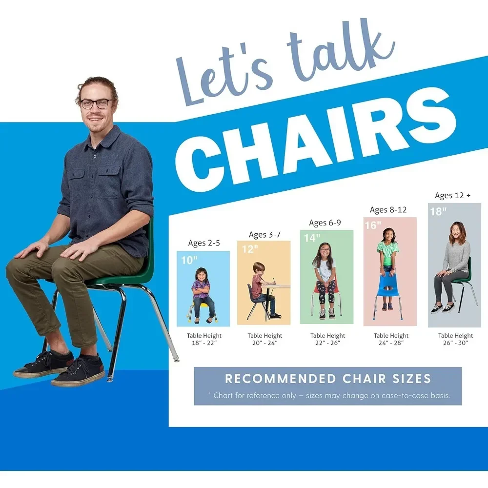 Chaise empilable pour étudiant, siège empilable, pieds en acier DNT, chaises d'école à 10 chocs en nylon, 14 po