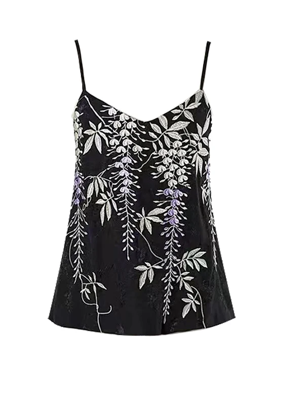 

Женская майка середины века с вышивкой Ele, лето 2023, новинка Sle, высококачественная чувственная красивая верхняя одежда, жилет, майка