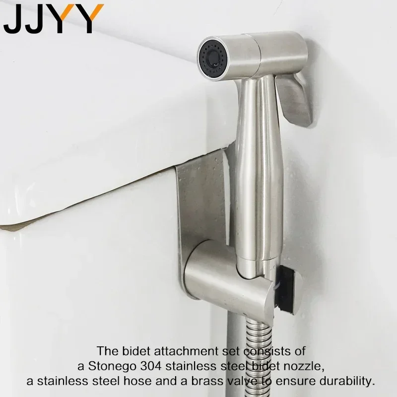 JJYY Bidet Sprayer Kit 4-Piece Set Bathroom Handheld Sprayer Faucet Cloth Diaper Stainless Steel Easy Install