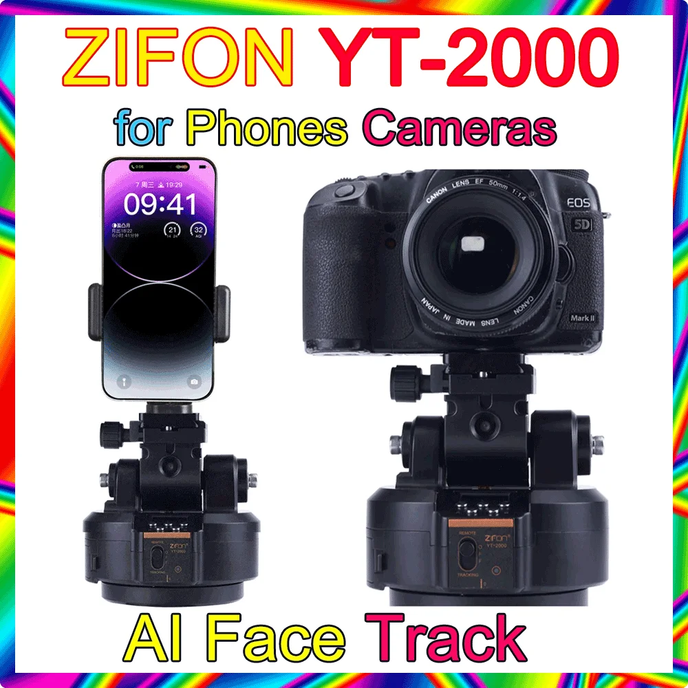 ZIFON YT-2000 AI Face Track YT-1200 Rotation Panoramic Remote Control Pan Tilt Motorized Tripod Electric head for Phones Cameras